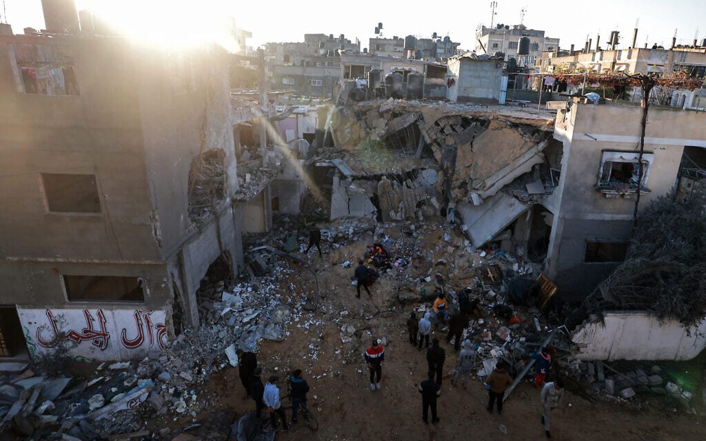 אתר ברפיח שהותקף על ידי ישראל, 3 בפברואר 2024 (צילום: Mohammed ABED / AFP)