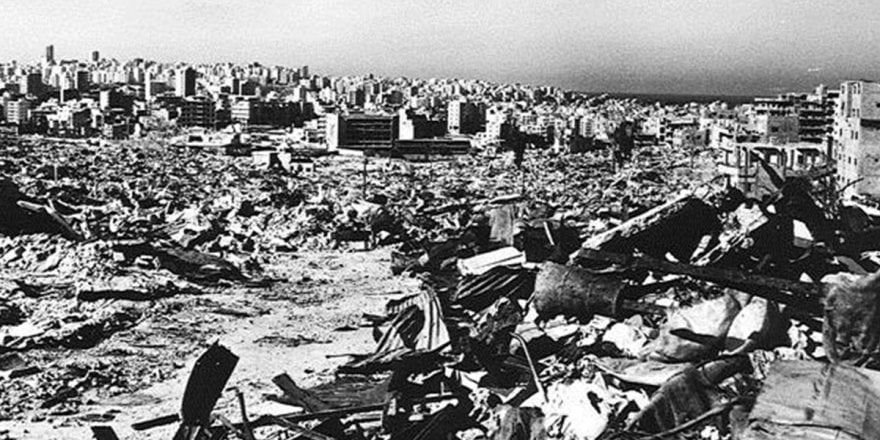 ההריסות בחמה, סוריה, אחרי הטבח, 1982 (צילום: Sam Levant, רשות הציבור)