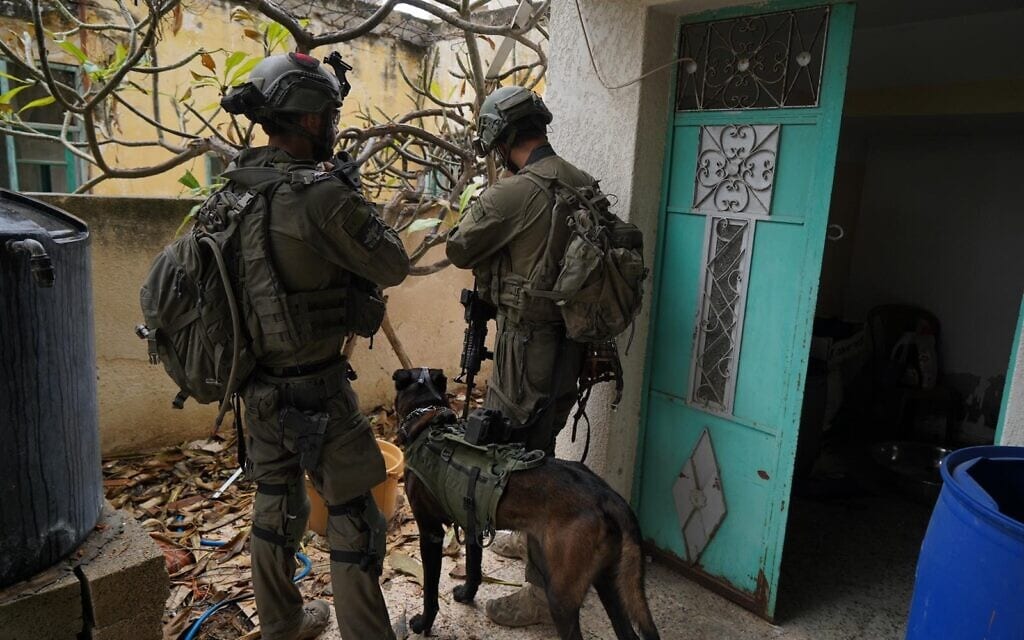 חיילים וכלב בפעילות צה"ל ברצועת עזה, פברואר 2024 (צילום: דובר צה"ל) חיילים וכלב בפעילות צה"ל ברצועת עזה, פברואר 2024 (צילום: דובר צה"ל)