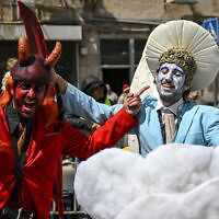 חגיגות פורים בירושלים, 25 במרץ 2024 (צילום: RONALDO SCHEMIDT / AFP)