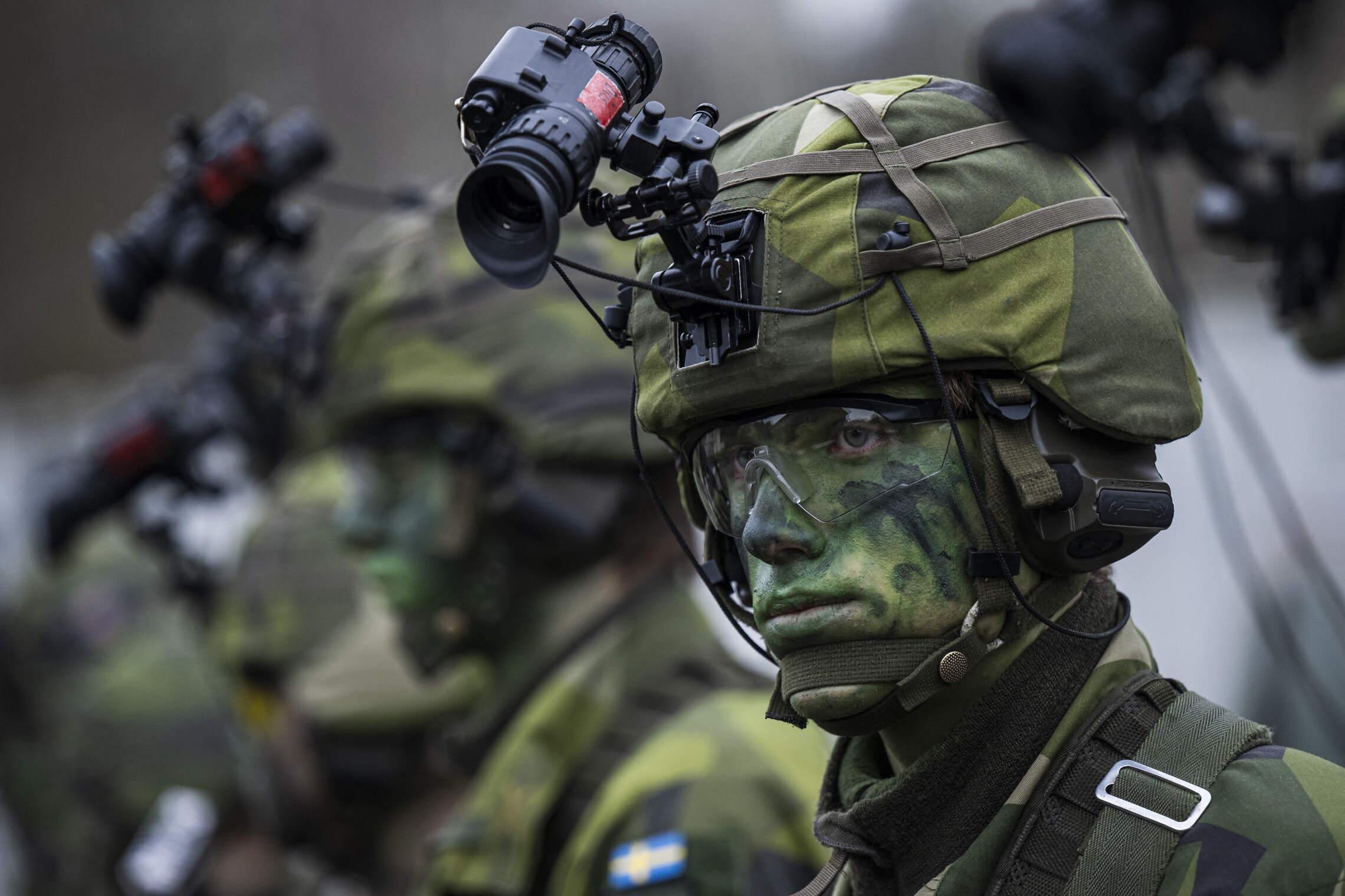 חיילים שוודים בתרגיל צבאי ליד שטוקהולם, 27 בפברואר 2024 (צילום: Jonathan NACKSTRAND / AFP)