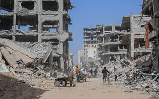 ההרס בחאן יונס בדרום רצועת עזה בעקבות הפצצות צה"ל, 6 במרץ 2024 (צילום: AFP)