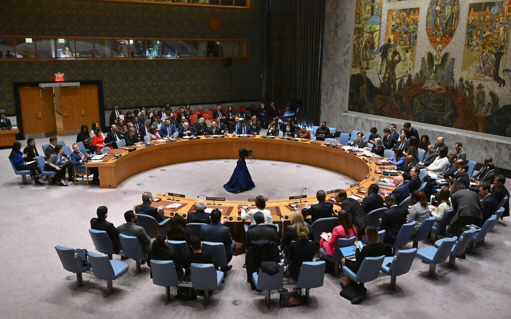 מועצת הביטחון של האו"ם דנה בהצעת החלטה להפסקת אש מיידית בעזה, 25 במרץ 2024 (צילום: ANGELA WEISS / AFP)