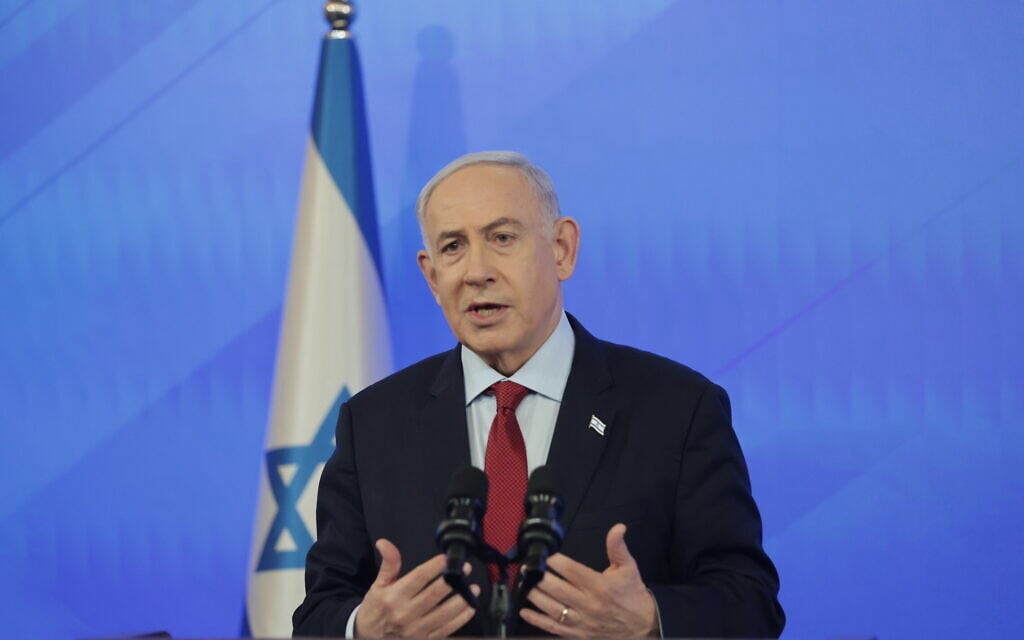 ראש הממשלה בנימין נתניהו בתל אביב, 29 בפברואר 2024 (צילום: Nimrod Klikman/POOL via flash90)