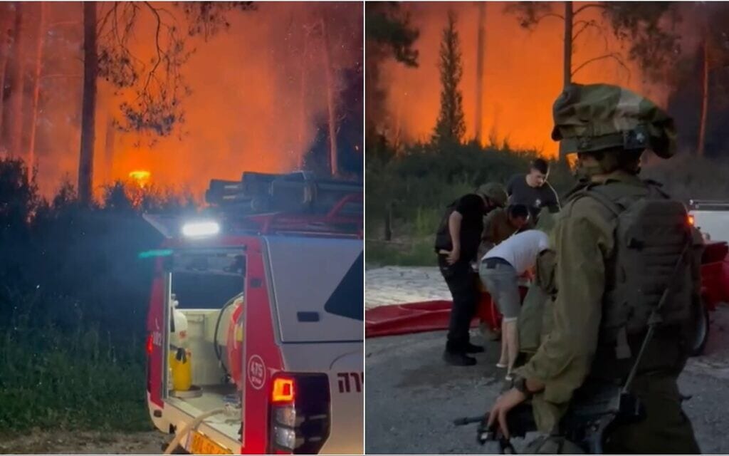 השרפה ביער חניתה בעקבות פגיעת טיל חזבאללה, מרץ 2024 (צילום: באדיבות שירותי כבאות והצלה לישראל)