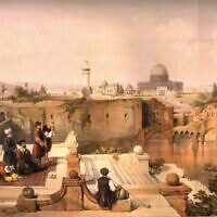 פלסטינים מתפללים בירושלים, 1840 (צילום: ליטוגרפיה של דיוויד רוברטס, ויקיפדיה)