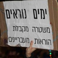 שלט בהפגנה נגד הממשלה, מאי 2024 (צילום: איתי לנדסברג נבו)