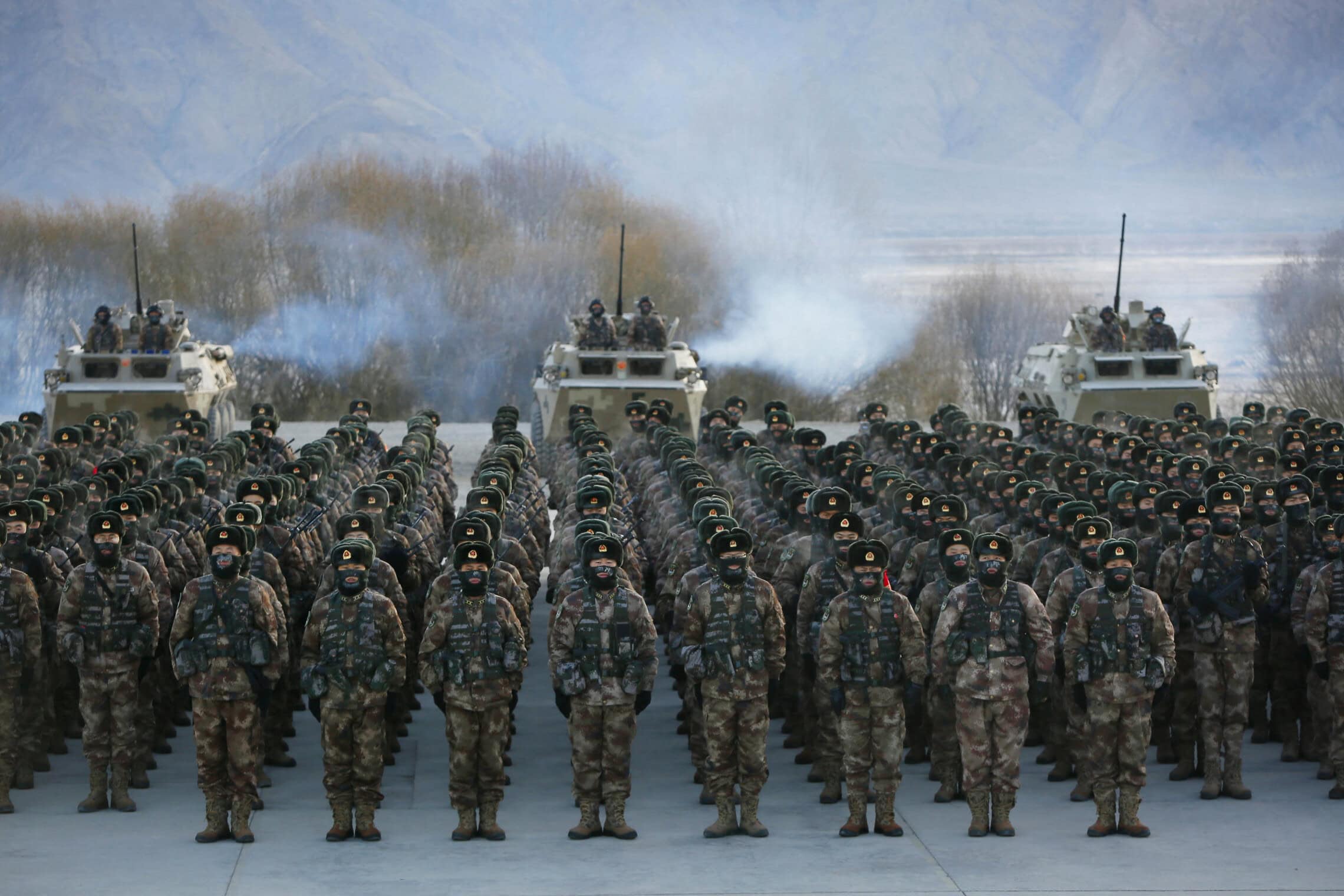צבא סין באימונים על רקע המתיחות מול טייוואן, ינואר 2021 (צילום: AFP)
