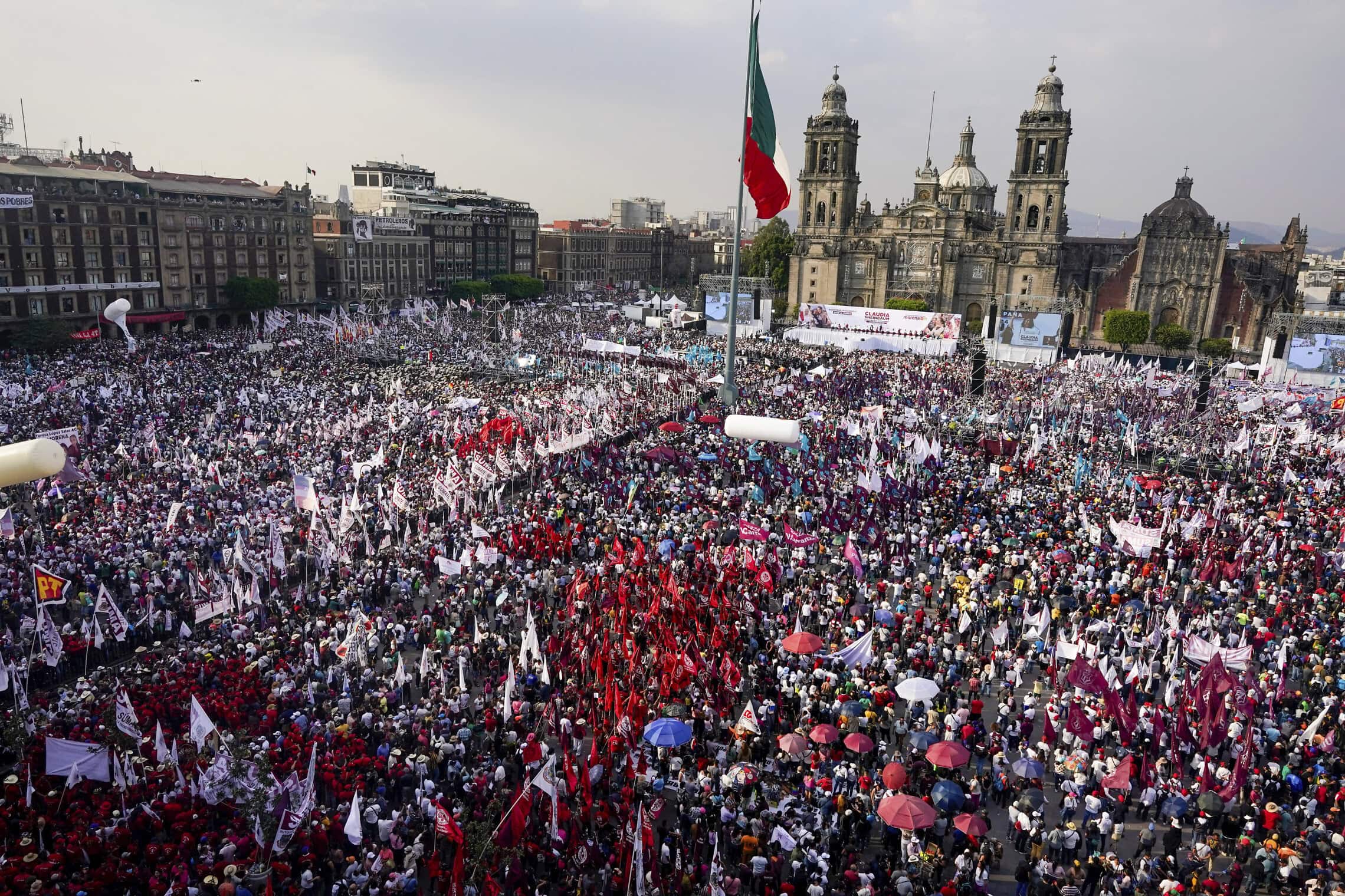 עצרת תמיכה במועמדת לנשיאות מקסיקו קלאודיה שיינבאום, מקסיקו סיטי, מרץ 2024 (צילום: AP Photo/Aurea Del Rosario, File)