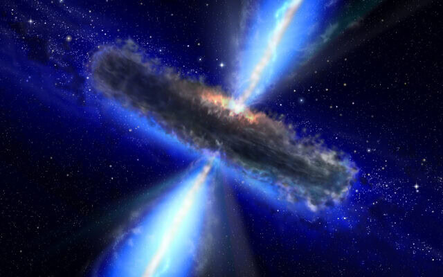 אילוסטרציית אומן של מרכז גלקטי פעיל עם סילונים (צילום: NASA ESA Hubble)