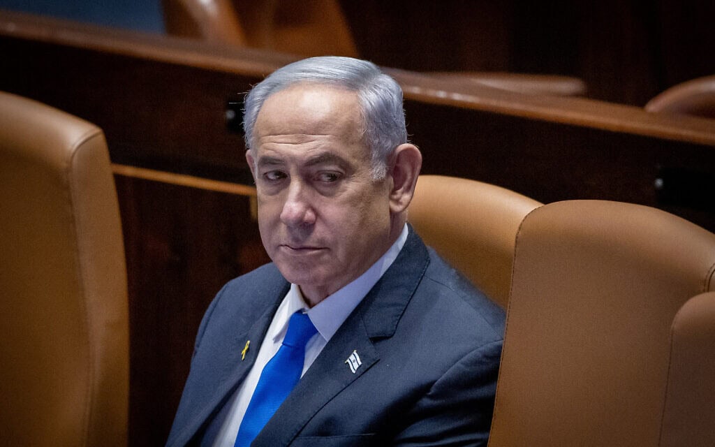 ראש הממשלה בנימין נתניהו במליאת הכנסת, 24 ביוני 2024 (צילום: חיים גולדברג/פלאש90)