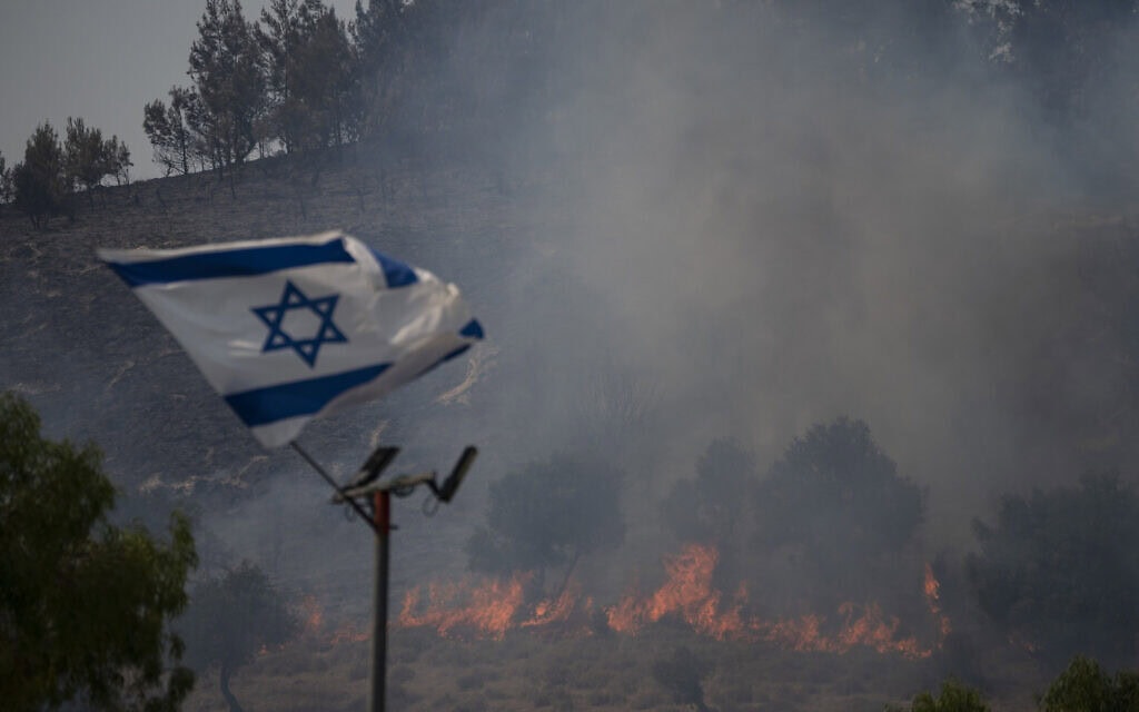 שרפה בצפת, בקרבת הגבול עם לבנון, 4 ביולי 2024 (צילום: AP Photo/Leo Correa)