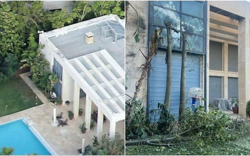 בית ראש הממשלה בנימין נתניהו בקיסריה לפני ואחרי פגיעת הכטב"ם (צילום: שימוש לפי סעיף 27א לחוק זכויות יוצרים) בית ראש הממשלה בנימין נתניהו בקיסריה לפני ואחרי פגיעת הכטב"ם (צילום: שימוש לפי סעיף 27א לחוק זכויות יוצרים)