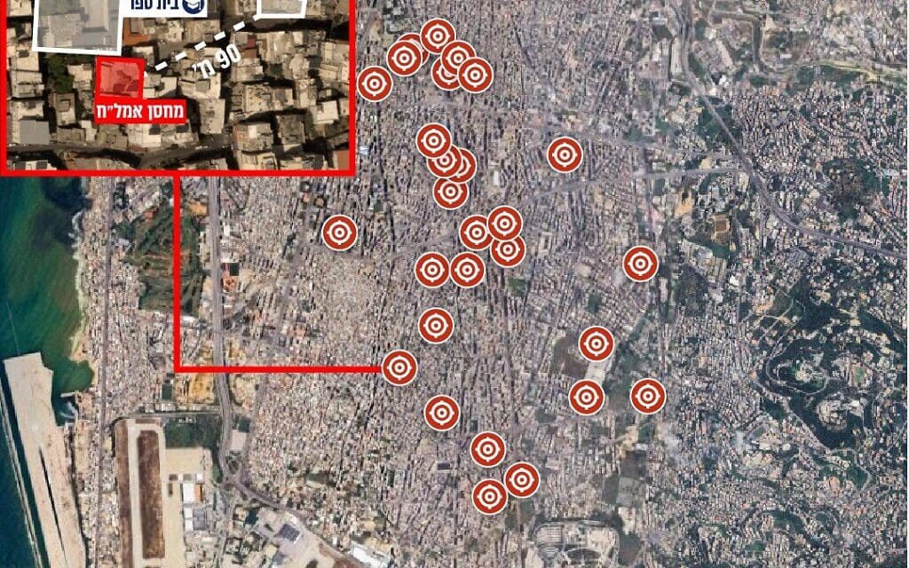 יעדים שהותקפו בדאחייה בביירות, נובמבר 2024 יעדים שהותקפו בדאחייה בביירות, נובמבר 2024
