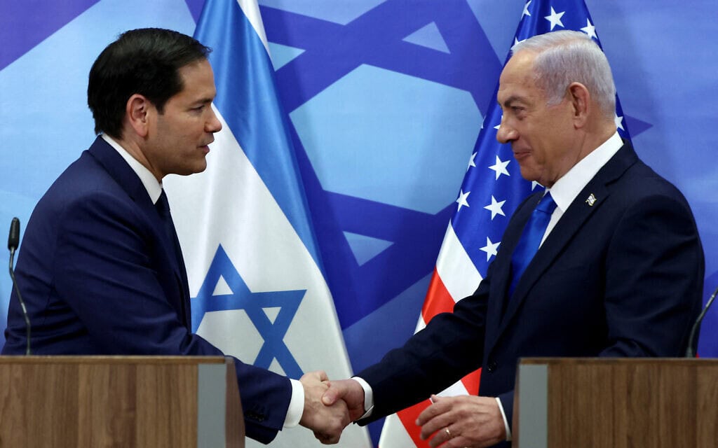 ראש הממשלה בנימין נתניהו ושר החוץ האמריקאי מרקו רוביו. 16 בפברואר 2025 (צילום: Evelyn Hockstein / POOL / AFP) ראש הממשלה בנימין נתניהו ושר החוץ האמריקאי מרקו רוביו. 16 בפברואר 2025 (צילום: Evelyn Hockstein / POOL / AFP)