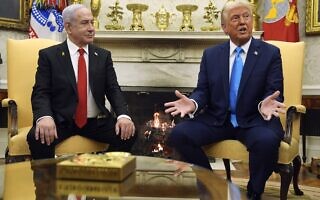 טראמפ ונתניהו בבית הלבן, 4 לפברואר 2025 (צילום: AP Photo/Evan Vucci) טראמפ ונתניהו בבית הלבן, 4 לפברואר 2025 (צילום: AP Photo/Evan Vucci)