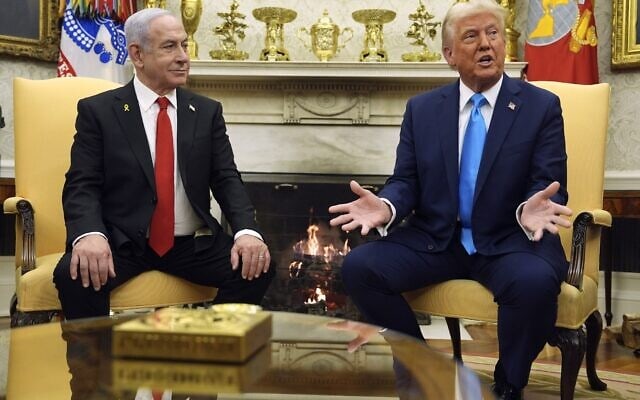 טראמפ ונתניהו בבית הלבן, 4 לפברואר 2025 (צילום: AP Photo/Evan Vucci) טראמפ ונתניהו בבית הלבן, 4 לפברואר 2025 (צילום: AP Photo/Evan Vucci)