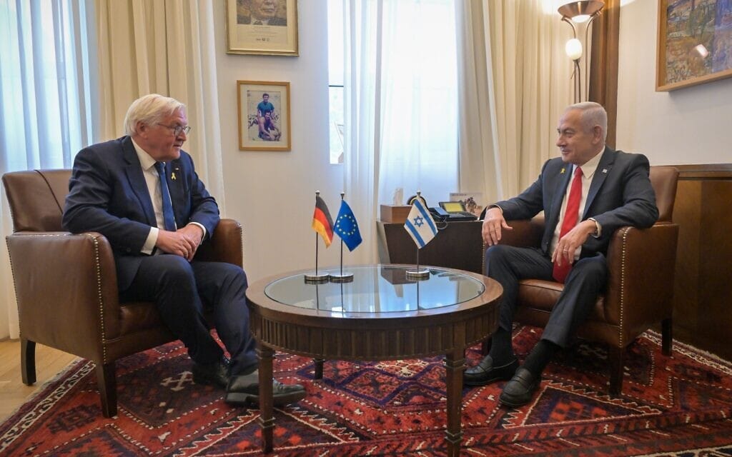 ראש הממשלה בנימין נתניהו ונשיא גרמניה פרנק-ואלטר שטיינמאייר בלשכת ראש הממשלה בירושלים, 13 במאי 2025 (צילום: קובי גדעון, לע"מ) ראש הממשלה בנימין נתניהו ונשיא גרמניה פרנק-ואלטר שטיינמאייר בלשכת ראש הממשלה בירושלים, 13 במאי 2025 (צילום: קובי גדעון, לע"מ)