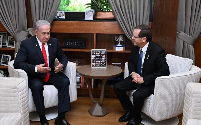 הנשיא יצחק הרצוג בפגישה עם ראש הממשלה בנימין נתניהו ב-6 ביולי 2025 (צילום: חיים צח/ לע הנשיא יצחק הרצוג בפגישה עם ראש הממשלה בנימין נתניהו ב-6 ביולי 2025 (צילום: חיים צח/ לע