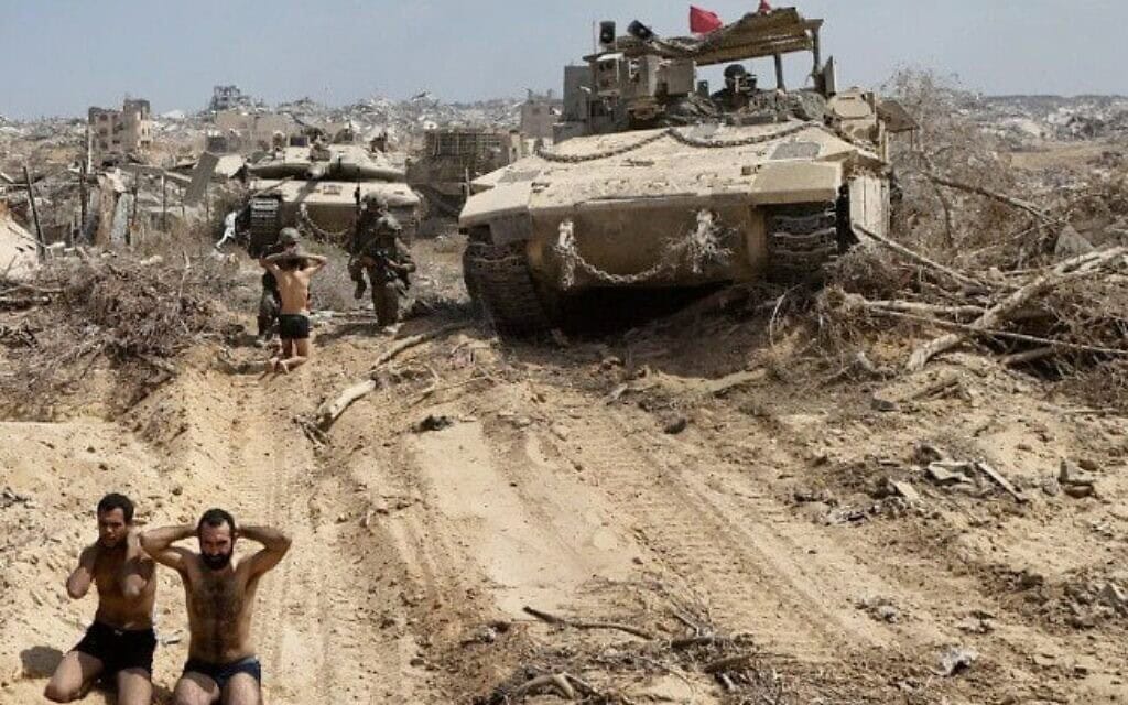 מחבלי חמאס נכנעים בבית חאנון, 2 באוגוסט 2025 (צילום: דובר צה"ל) מחבלי חמאס נכנעים בבית חאנון, 2 באוגוסט 2025 (צילום: דובר צה"ל)