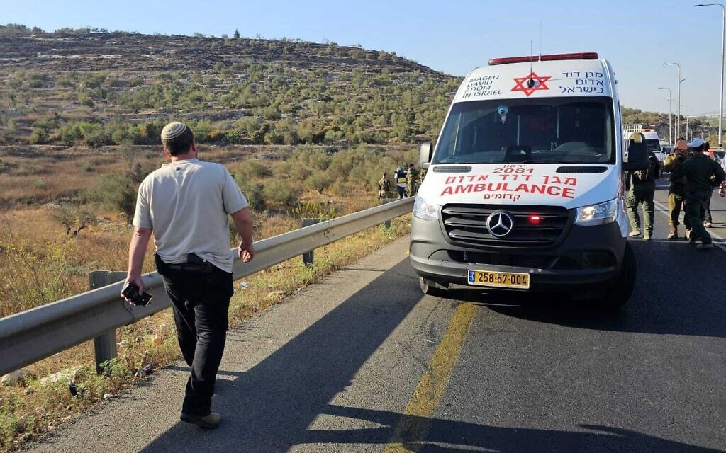 זירת הפיגוע בשומרון, 28 בספטמבר 2025 (צילום: מד"א) זירת הפיגוע בשומרון, 28 בספטמבר 2025 (צילום: מד"א)