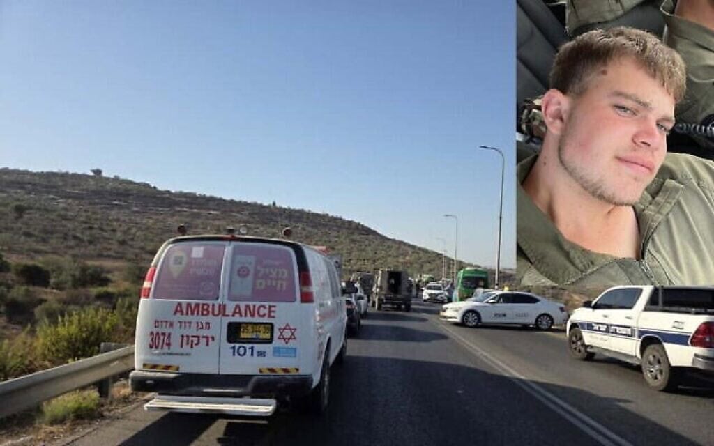 עינבר אברהם קב (בצד ימין למעלה) והזירה שבה אירע פיגוע הדריסה בשומרון, 28 בספטמבר 2025 (צילום: התמונה הראשית - מד"א; התמונה שבצד ימין - צה"ל) עינבר אברהם קב (בצד ימין למעלה) והזירה שבה אירע פיגוע הדריסה בשומרון, 28 בספטמבר 2025 (צילום: התמונה הראשית - מד"א; התמונה שבצד ימין - צה"ל)