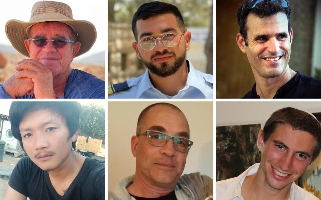 ששת החטופים החללים שנותרו בידי חמאס. למעלה מימין לשמאל: דרור אור, רן גואילי, מני גודארד
הדר גולדין, ליאור רודאיף, סודתיסאק רינתלאק ששת החטופים החללים שנותרו בידי חמאס. למעלה מימין לשמאל: דרור אור, רן גואילי, מני גודארד
הדר גולדין, ליאור רודאיף, סודתיסאק רינתלאק