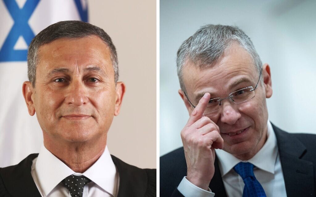 שר המשפטים יריב לוין, השופט בדימוס יוסף בן חמו (צילום: יונתן זינדל/פלאש90, הרשות השופטת)