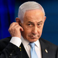 בנימין נתניהו במסיבת עיתונאים משותפת עם קנצלר גרמניה פרידריך מרץ בירושלים, 7 בדצמבר 2025