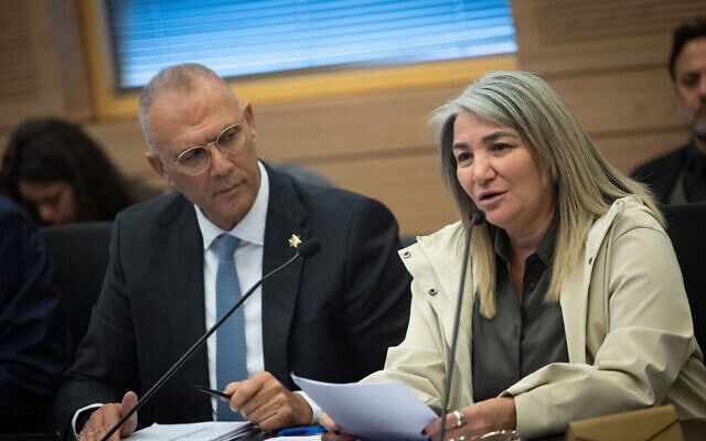דרורית שטיינמץ לצד יוסי שלי בכנסת, 22 בפברואר 2023 (צילום: יונתן זינדל/פלאש90) דרורית שטיינמץ לצד יוסי שלי בכנסת, 22 בפברואר 2023 (צילום: יונתן זינדל/פלאש90)