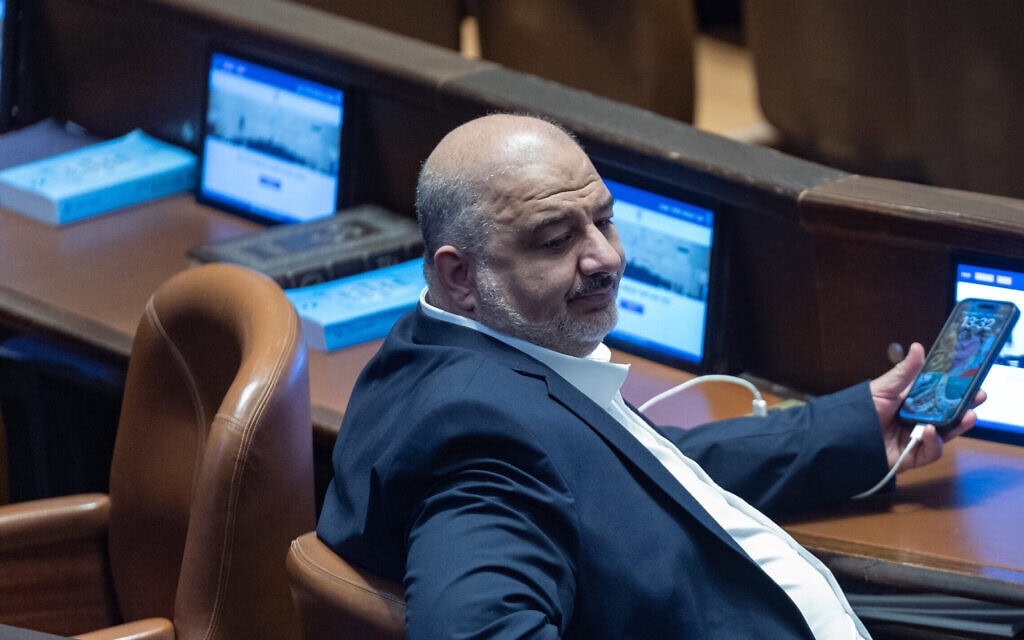 מנסור עבאס במליאת הכנסת, 19 בנובמבר 2025 (צילום: יונתן זינדל/פלאש90)