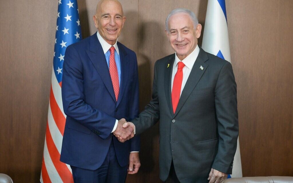 ראש הממשלה בנימין נתניהו והשליח המיוחד של ארצות הברית לסוריה והשגריר האמריקאי בטורקיה טום ברק בלשכת ראש הממשלה בירושלים, 15 בדצמבר 2025 (צילום: מעיין טואף / לע"מ) ראש הממשלה בנימין נתניהו והשליח המיוחד של ארצות הברית לסוריה והשגריר האמריקאי בטורקיה טום ברק בלשכת ראש הממשלה בירושלים, 15 בדצמבר 2025 (צילום: מעיין טואף / לע"מ)