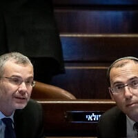 ח"כ שמחה רוטמן ושר המשפטים יריב לוין במליאת הכנסת, 22 במרץ 2023