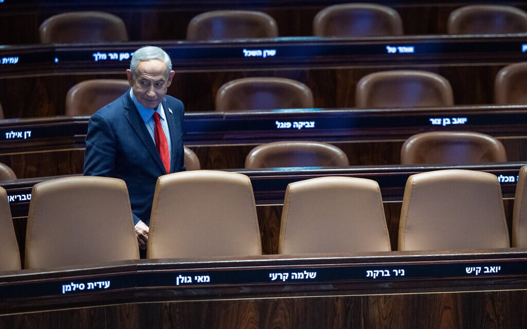ראש הממשלה בנימין נתניהו במליאת הכנסת, 23 בפברואר 2026 (צילום: יונתן זינדל/פלאש90) ראש הממשלה בנימין נתניהו במליאת הכנסת, 23 בפברואר 2026 (צילום: יונתן זינדל/פלאש90)