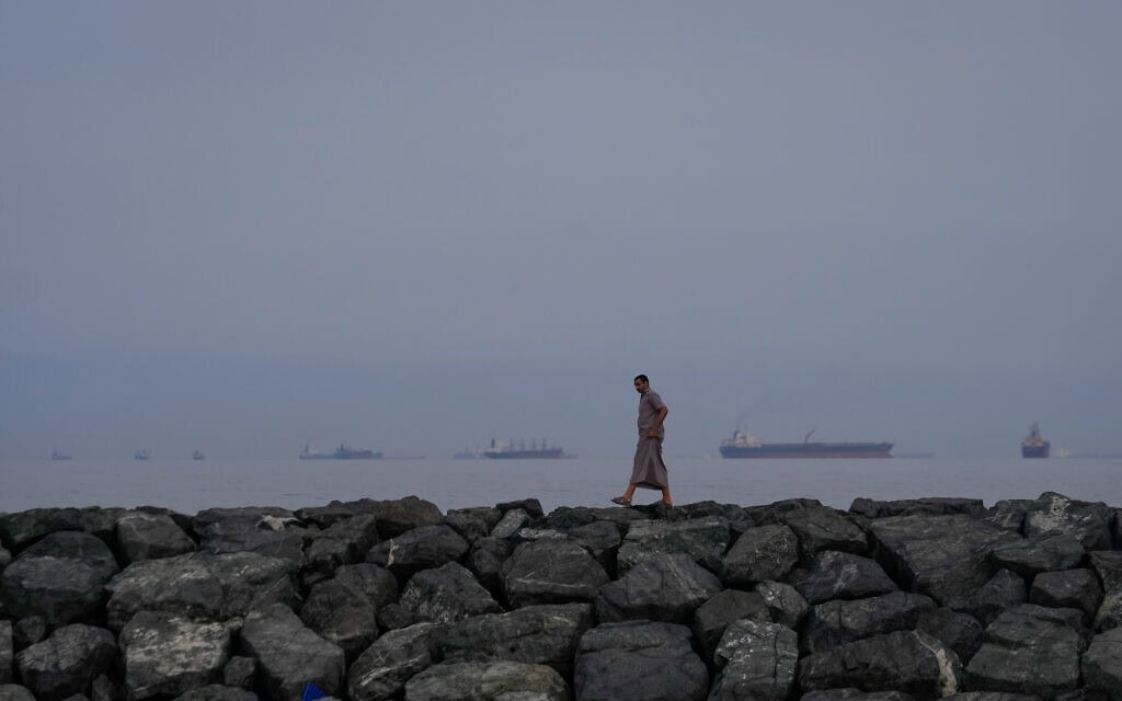 מבט על מכליות הנפט ואוניות המטען במצר הורמוז מכיוון חור פקאן, איחוד האמירויות, 11 במרץ 2026 (צילום: AP Photo/Altaf Qadri) מבט על מכליות הנפט ואוניות המטען במצר הורמוז מכיוון חור פקאן, איחוד האמירויות, 11 במרץ 2026 (צילום: AP Photo/Altaf Qadri)