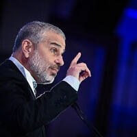 ינון מגל נואם בכנס ז'בוטינסקי בירושלים, 23 בדצמבר 2024