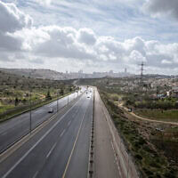 מבט אווירי על כביש 443 בסמוך לירושלים, 11 בפברואר 2026
