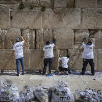 עובדי הכותל המערבי מנקים את החריצים לקראת העברת כל הפתקים שהוטמנו שם בהר הזיתים, 8 במרץ 2026 (צילום: יונתן זינדל/פלאש90) עובדי הכותל המערבי מנקים את החריצים לקראת העברת כל הפתקים שהוטמנו שם בהר הזיתים, 8 במרץ 2026 (צילום: יונתן זינדל/פלאש90)