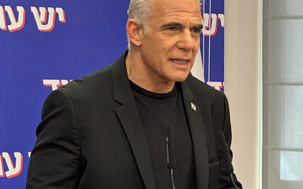 ראש האופוזיציה יאיר לפיד, 16 במרץ 2026 (צילום: יש עתיד) ראש האופוזיציה יאיר לפיד, 16 במרץ 2026 (צילום: יש עתיד)