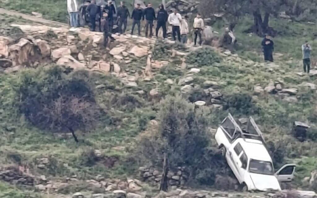 זירת התאונה שבה נהרג יהודה שרמן, במה שנבדק כאירוע לאומני, 21 במרץ 2026 (צילום: צילום מסך רשתות ערביות, שימוש לפי סעיף 27א') זירת התאונה שבה נהרג יהודה שרמן, במה שנבדק כאירוע לאומני, 21 במרץ 2026 (צילום: צילום מסך רשתות ערביות, שימוש לפי סעיף 27א')