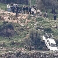 זירת התאונה שבה נהרג יהודה שרמן, במה שנבדק כאירוע לאומני, 21 במרץ 2026 (צילום: צילום מסך רשתות ערביות, שימוש לפי סעיף 27א') זירת התאונה שבה נהרג יהודה שרמן, במה שנבדק כאירוע לאומני, 21 במרץ 2026 (צילום: צילום מסך רשתות ערביות, שימוש לפי סעיף 27א')