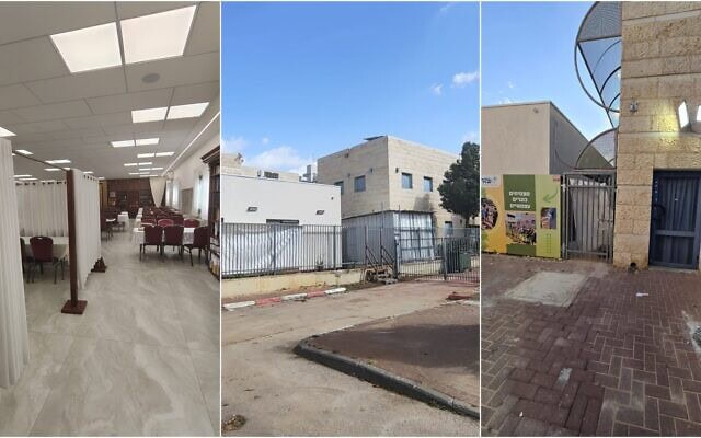 המבנה היביל בשטח בית ספר שז"ר ברחובות, שמשמש בפועל כבית כנסת של חב"ד, אפריל 2026