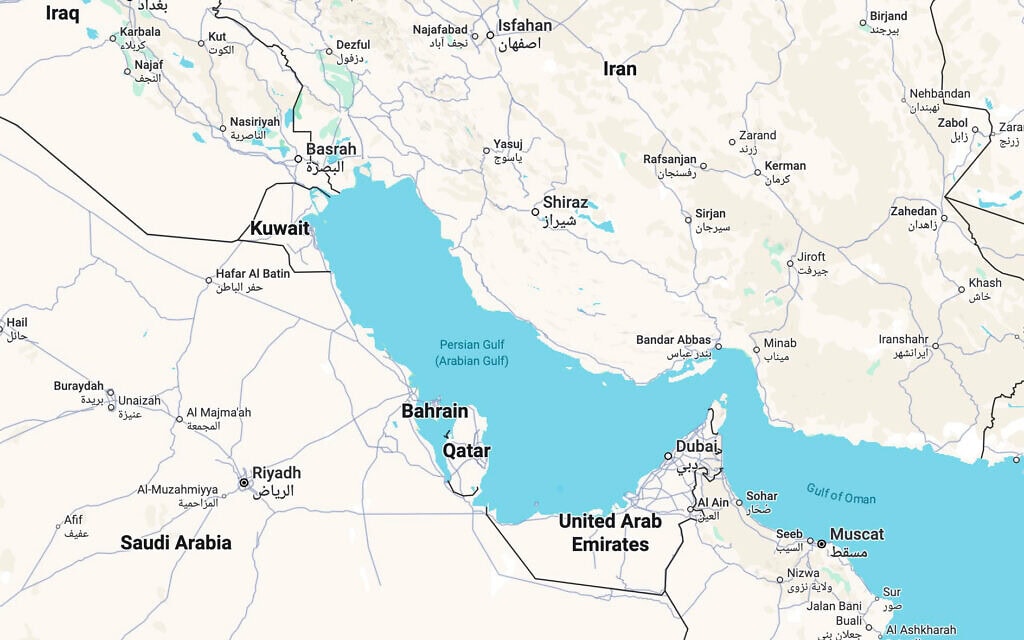 המפרץ הפרסי - או הערבי, תלוי את מי שואלים (צילום: מפות גוגל)
