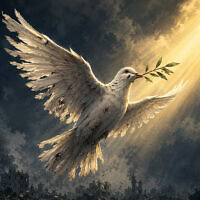 יונה חבוטה עם עלה של זית. אילוסטרציה