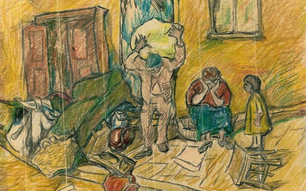 "הגירוש לגטו לודז'", מאת שמעון (שימק) שרמן (צילום: אוסף האמנות, מאגר מושאל, יד ושם) "הגירוש לגטו לודז'", מאת שמעון (שימק) שרמן (צילום: אוסף האמנות, מאגר מושאל, יד ושם)