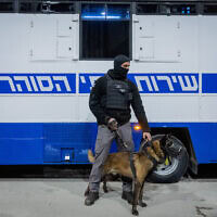 סוהר וכלבו בכלא קציעות בדרום הארץ, שם הוחזקו מחבלי חמאס, 27 בפברואר 2025 (צילום: חיים גולדברג/פלאש90) סוהר וכלבו בכלא קציעות בדרום הארץ, שם הוחזקו מחבלי חמאס, 27 בפברואר 2025 (צילום: חיים גולדברג/פלאש90)