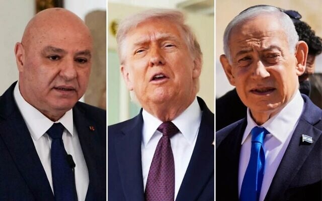 ראש הממשלה בנימין נתניהו, נשיא ארצות הברית דונלד טראמפ ונשיא לבנון ג'וזף עאון