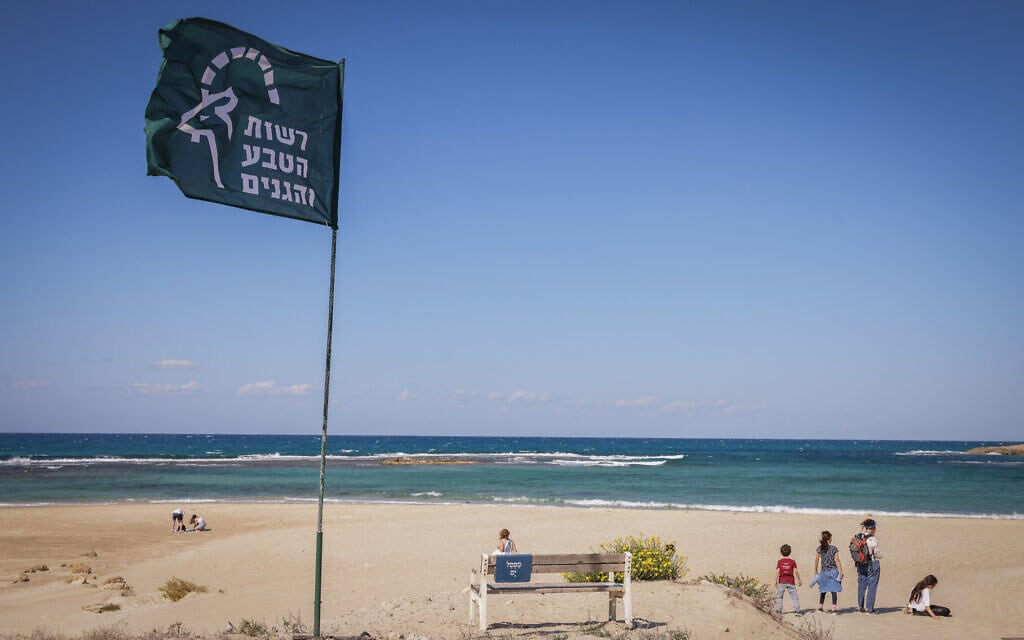 דגל רשות הטבע והגנים בחוף דור, 22 באוקטובר 2024 (צילום: נתי שוחט/פלאש90) דגל רשות הטבע והגנים בחוף דור, 22 באוקטובר 2024 (צילום: נתי שוחט/פלאש90)