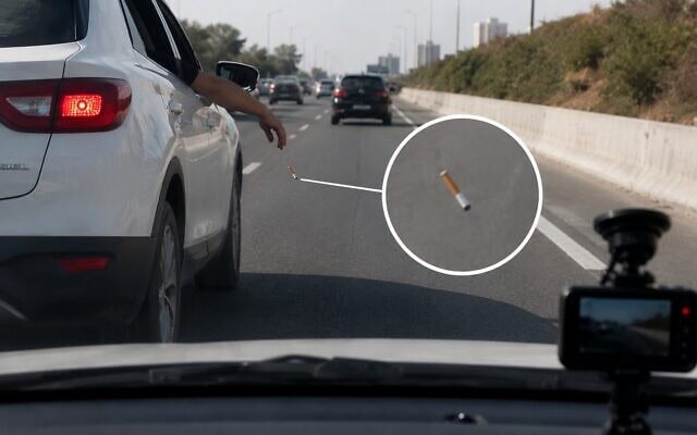 אילוסטרציה: תיעוד השלכת פסולת מרכב נוסע