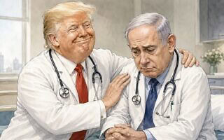 אילוסטרציה: דונלד טראמפ מנחם את בנימין נתניהו (צילום: יצירת AI) אילוסטרציה: דונלד טראמפ מנחם את בנימין נתניהו (צילום: יצירת AI)